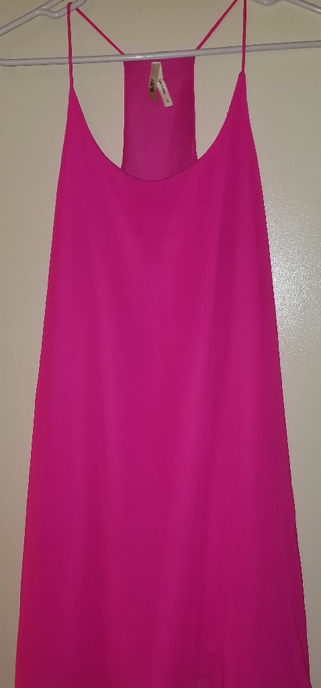 Hot Pink Spaghetti Strap Mid Dress